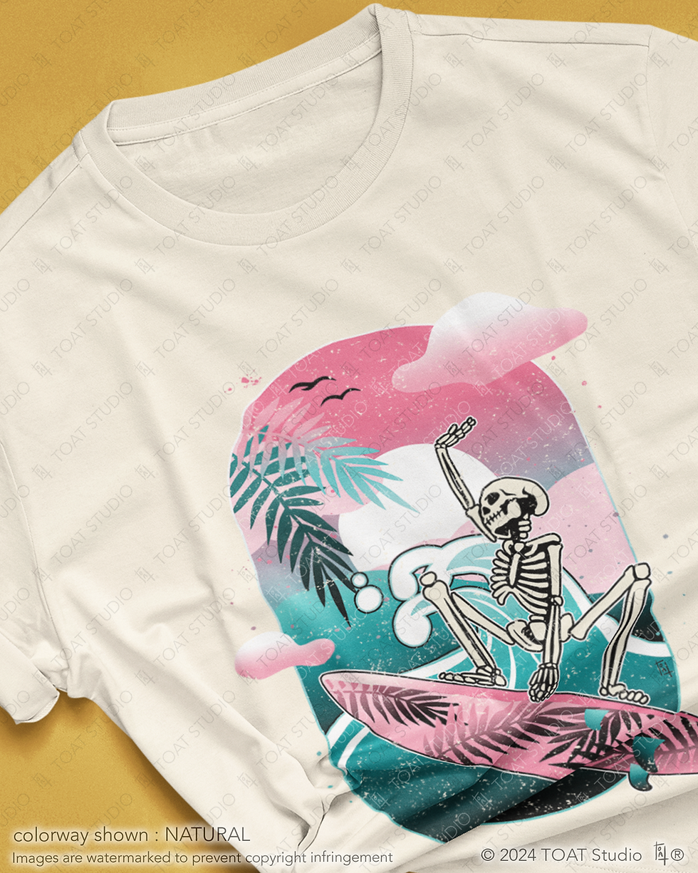 Thumbnail: Pink Skeleton Surfer T-Shirt