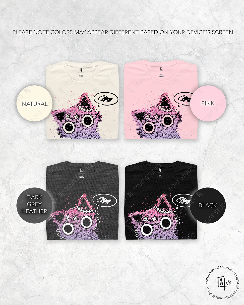 Thumbnail: Fuzzy Pastel Goth Batsu Neko T-Shirt