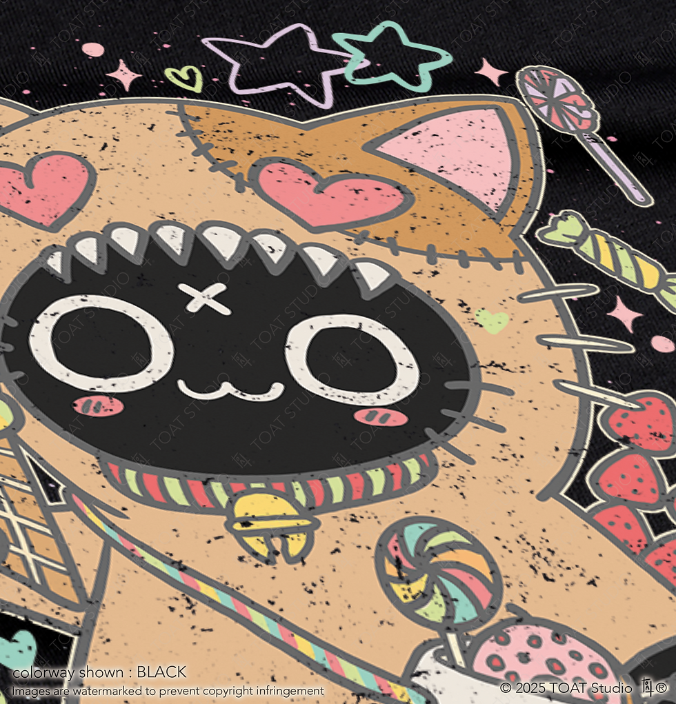 Thumbnail: Harajuku Pastel Goth Batsu Neko T-Shirt