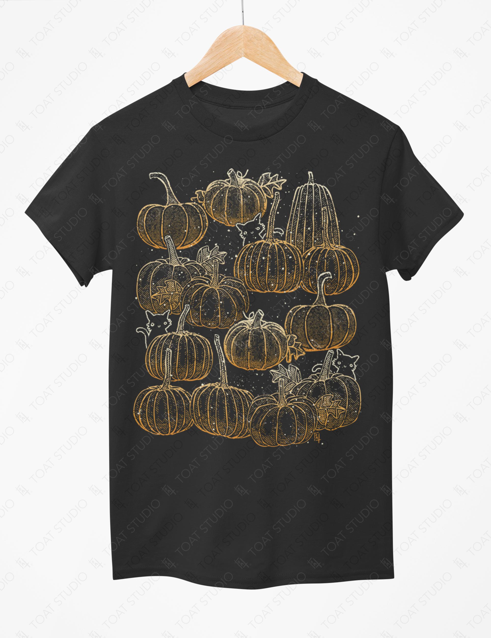 Black Cat Pumpkin Patch T-Shirt