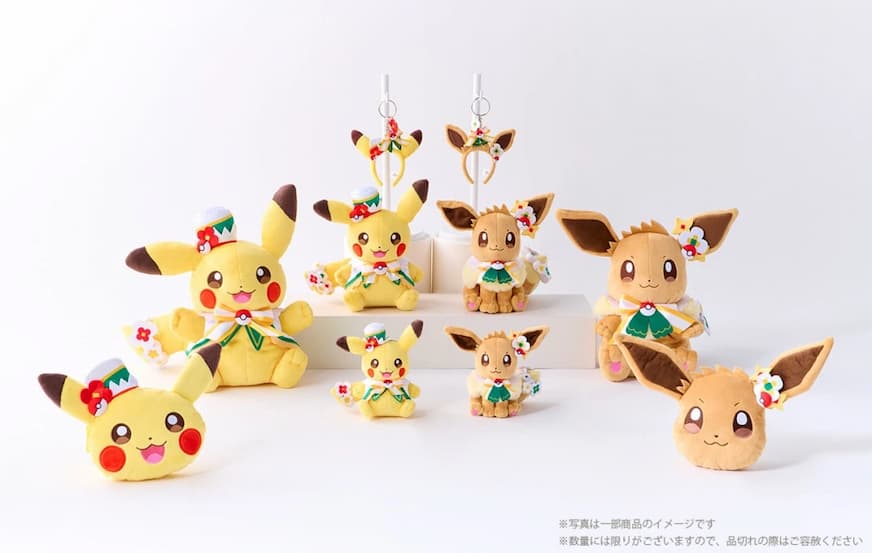 身穿嘉年華服裝為主題的皮卡丘和伊布周邊商品