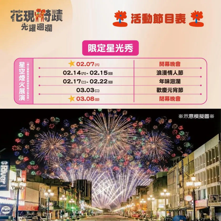 花蓮燈會「星空煙火秀」時間表
