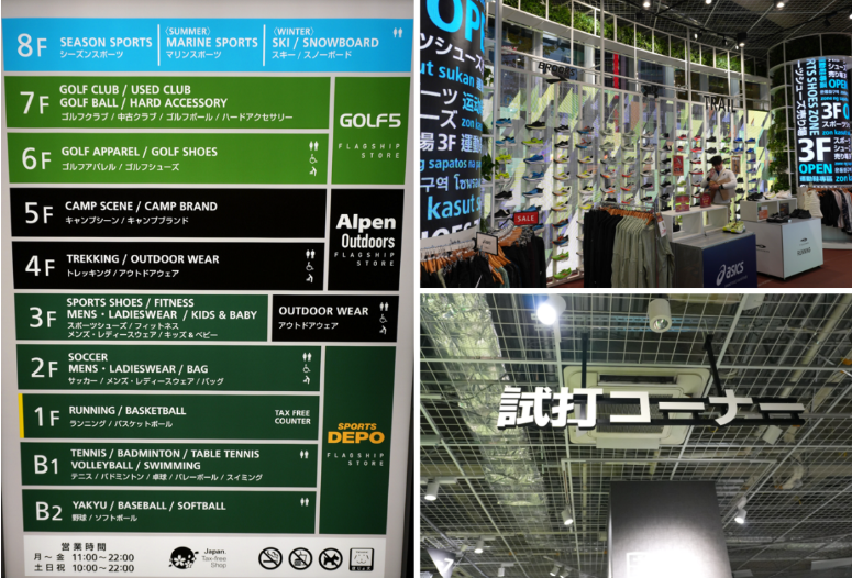 Alpen TOKYO的樓層圖以及店內照片