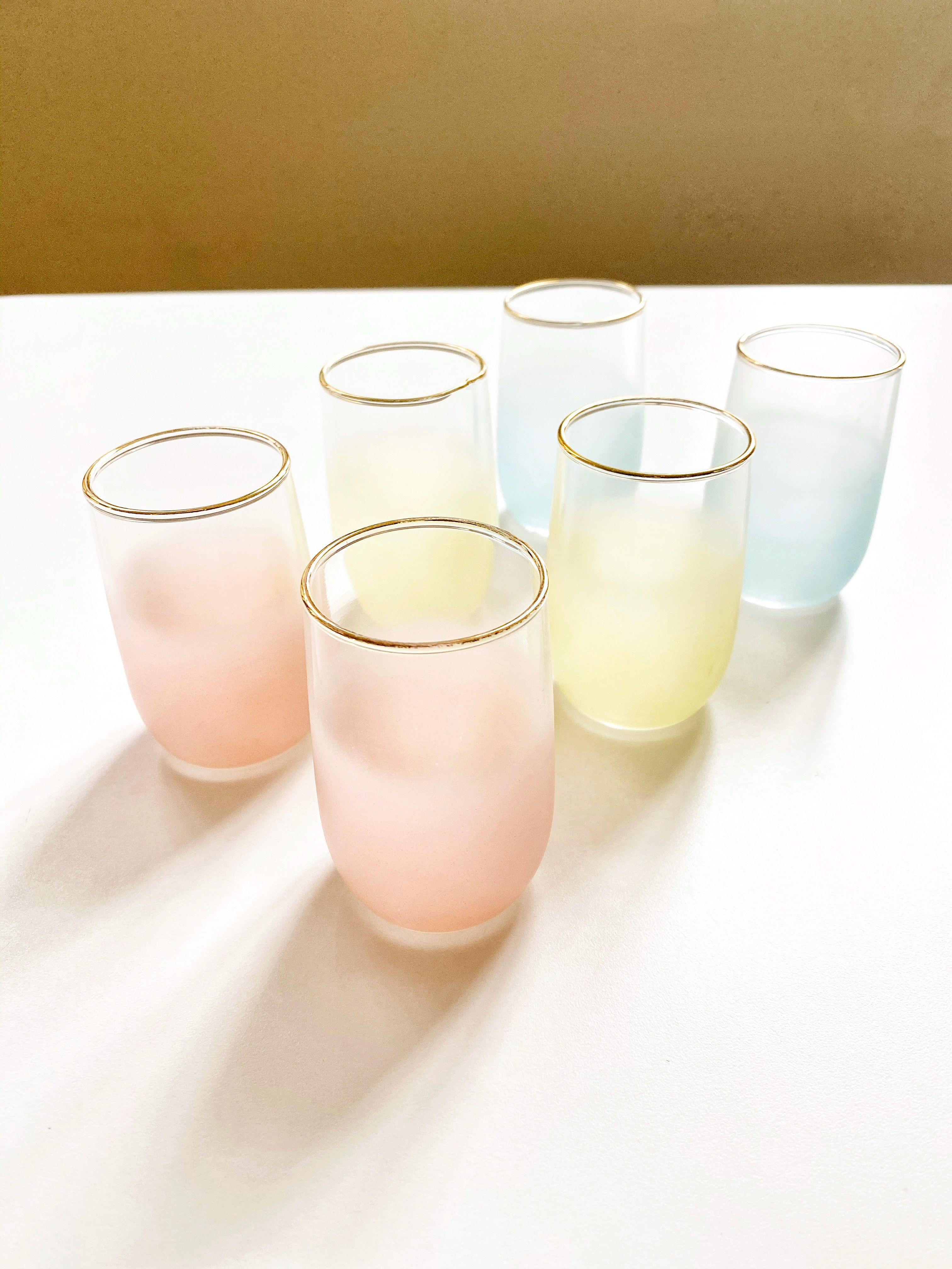 Vintage Mid-Century Ombre Blendo Frosted Juice Glasses