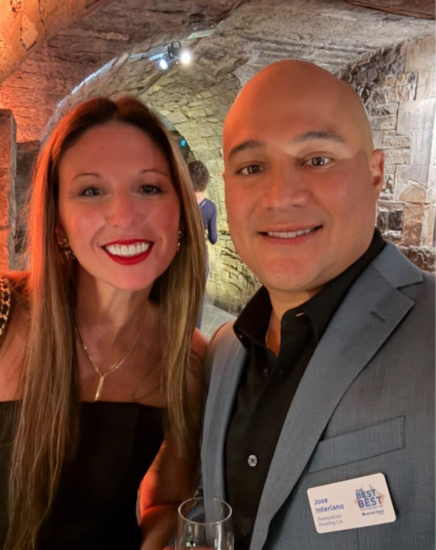 Jose Interiano and Toni Interiano Lombardozzi of Restoration Roofing Co. in Dublin, Ireland, at CertainTeed's 2026 Best of the Best Contractor Advisory Council