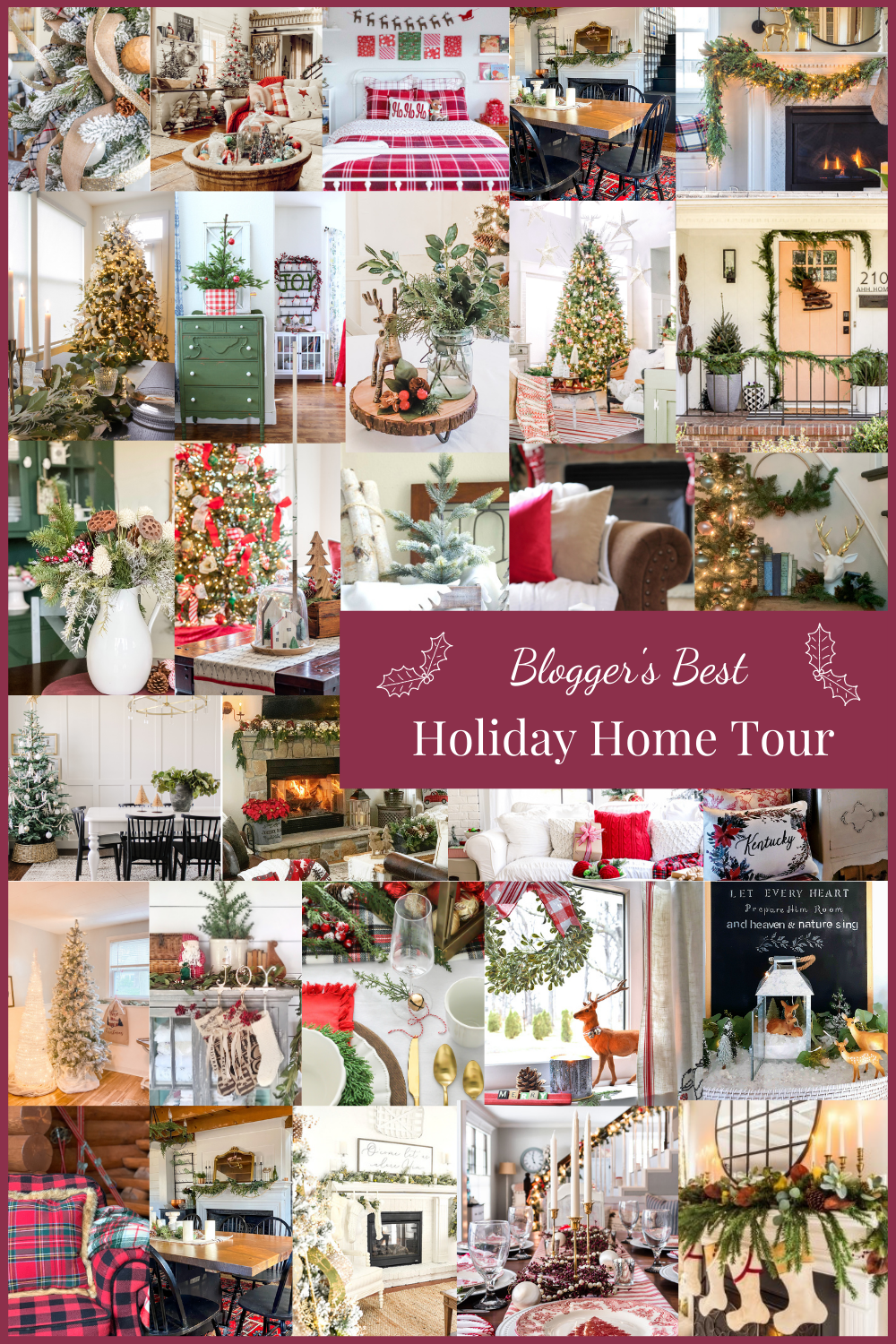 Cozy Modern Holiday Home Tour. Filled with red, gold, white and neutral christmas trees. You can find decor filled with whimsical lights, ribbon and stunning picks. #bhghome #holidayhome #holidayinspiration #holidayhomedecor