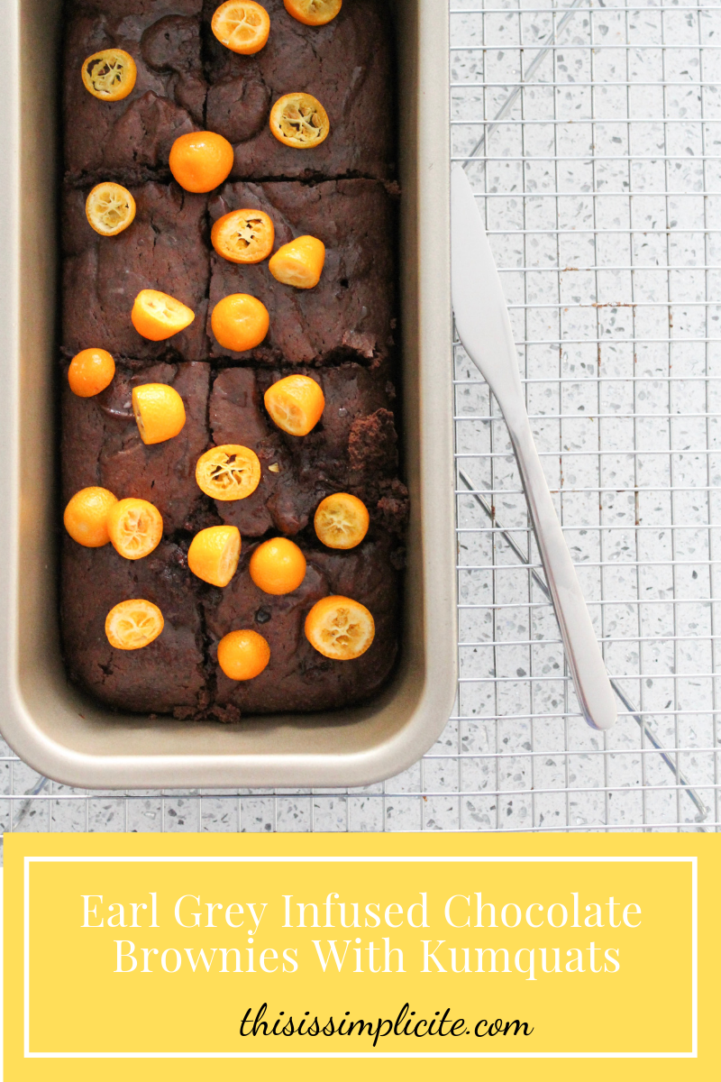 Earl Grey Infused Chocolate Brownies With Kumquats. #earlgrey #chocolatebrownies #eatdessert