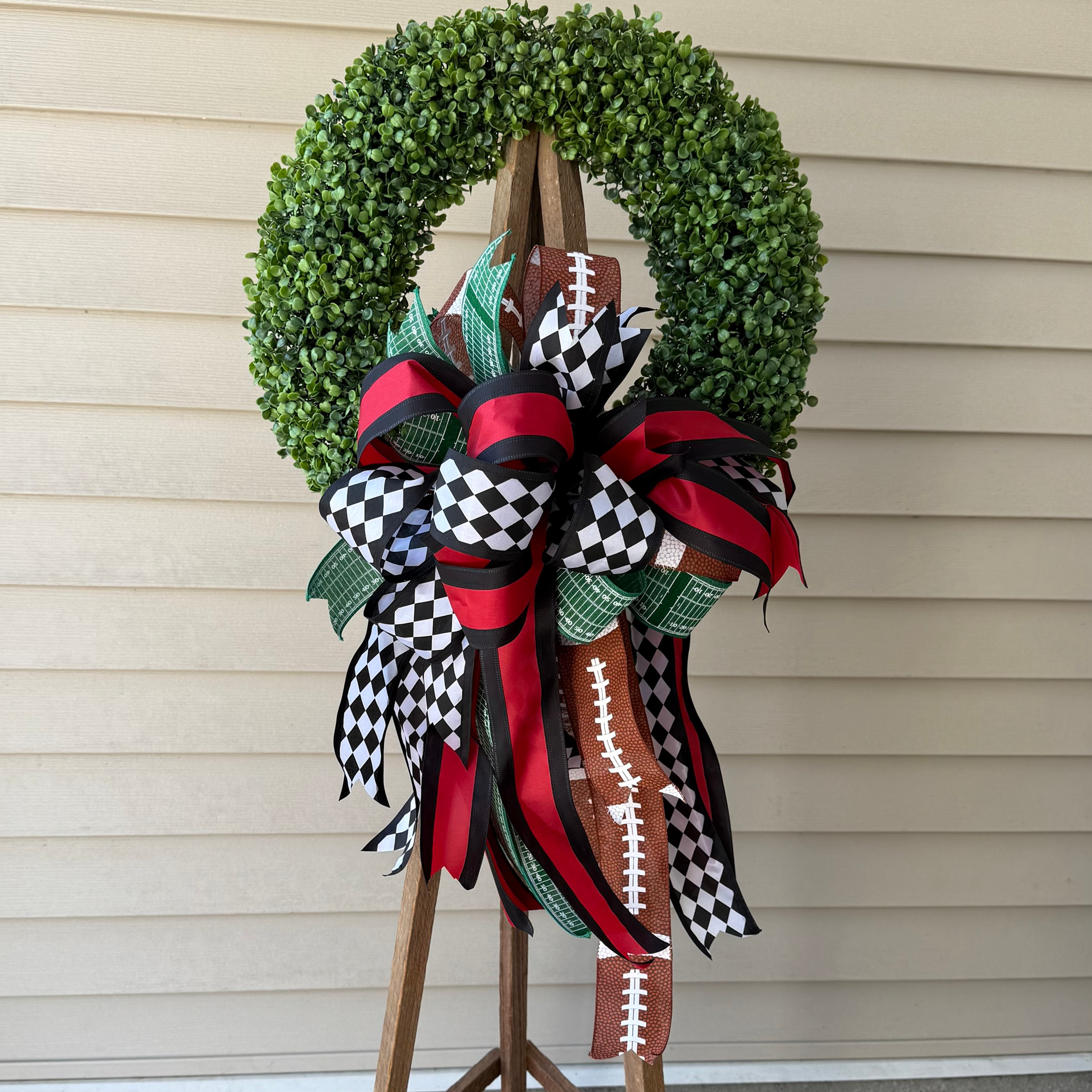 NC State Harlequin Football Bow