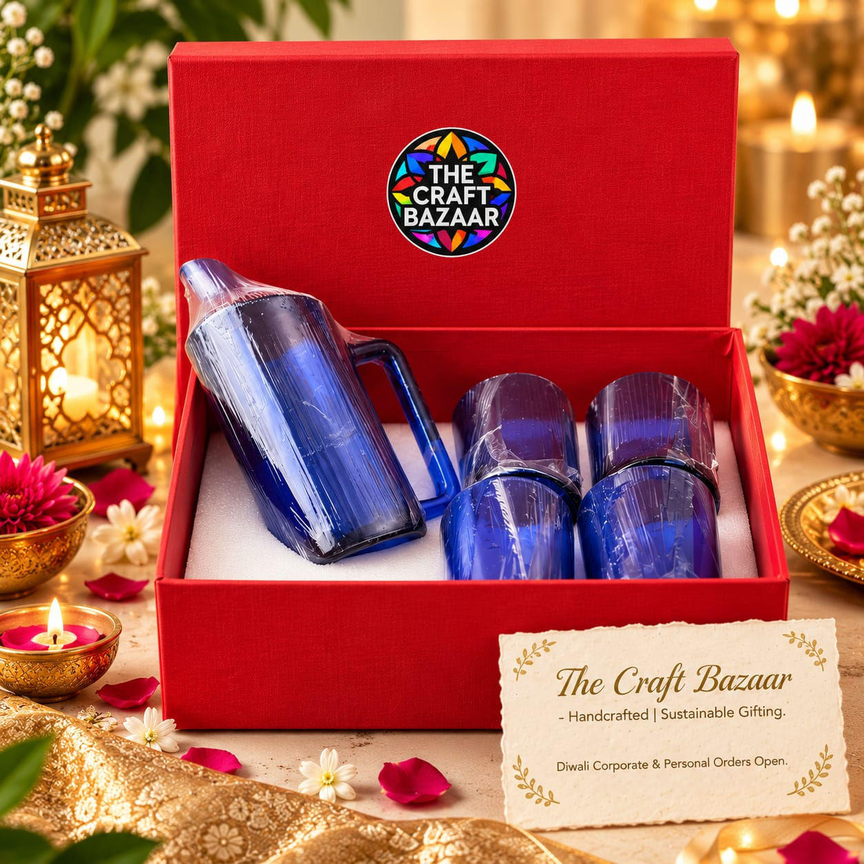 Antiquity combo I 4 glass 1 & Jug l Home Bar l Diwali Gift l Corporate Gift