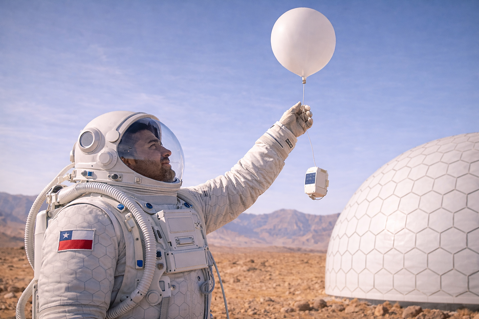 Figure 7: A trainee astronaut releases a weather balloon to study atmospheric dynamics at high altitude plateau.