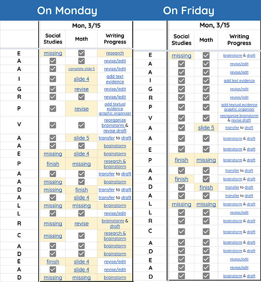 Student Assignment Checklist Example