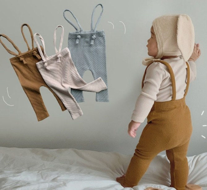 Miniatură: Pantaloni lungi cu bretele/Leggings Mustard