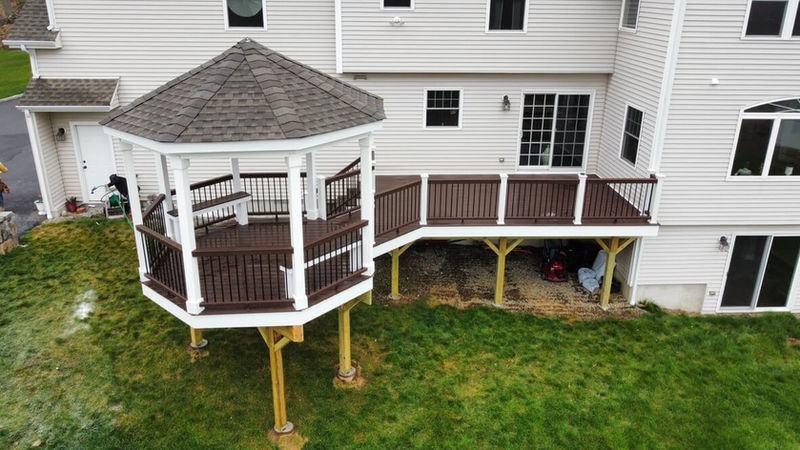 New deck with gazebo built for a home in Bethel, Connecticut