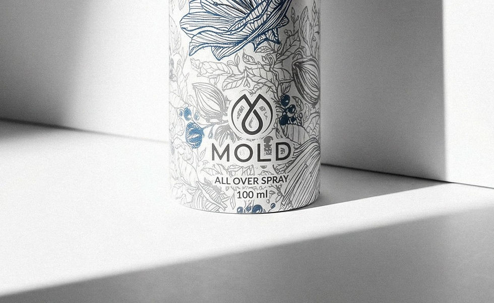 Mold All over spray white bottle black cap intricate pattern on aluminium bottle