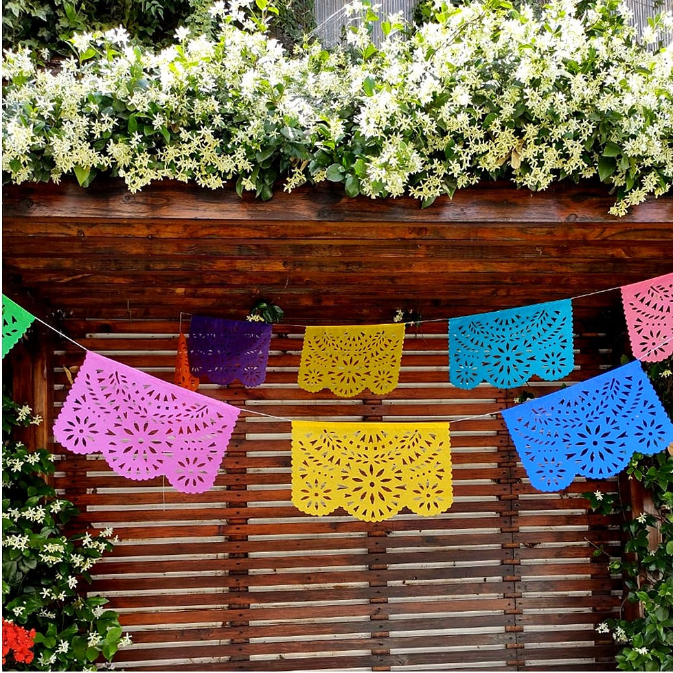 Miniatura: Banderín Mexicano Papel Brisa Floral 36x23 Cm. Tira 4,5 Mts.