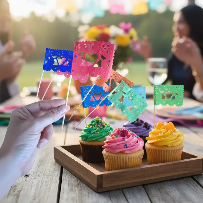 Miniatura: 10 Banderas Mexicanas Cocteleras Papel Toda Ocasión 8x5x16cm