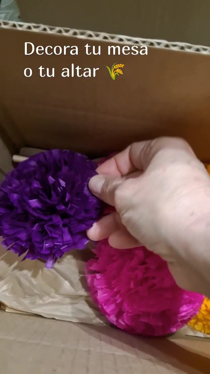 Miniatura: 6 Flores Mexicanas Cempasúchil Multi - Papel Seda 11cm
