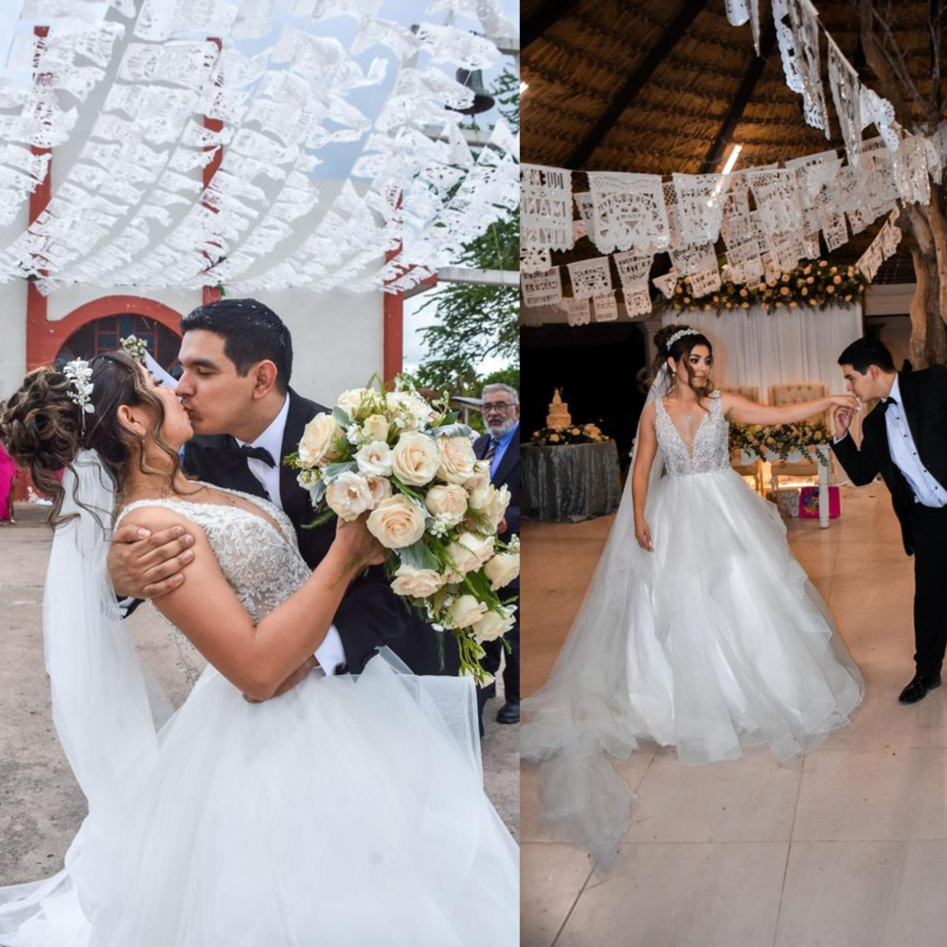 Banderín Mexicano Matrimonio Papel Seda 47x35cm. 1 Tira 5 Mts..