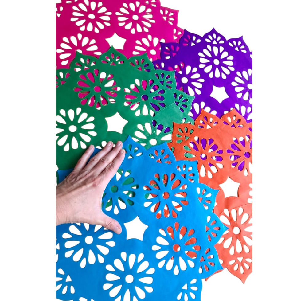 Miniatura: Set 5 Individuales mexicanos papel Flor de Loto 37 cm.