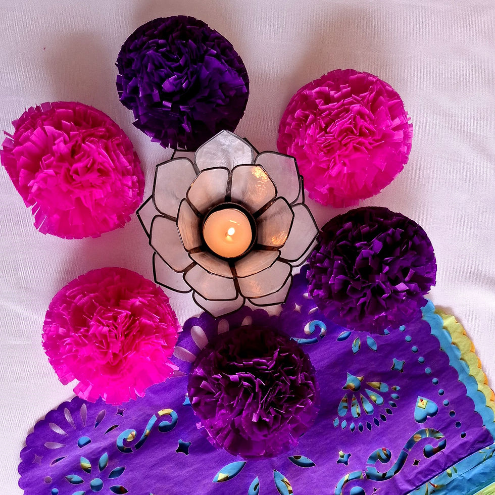 Miniatura: 6 Flores Mexicanas Cempasúchil Multi - Papel Seda 11cm
