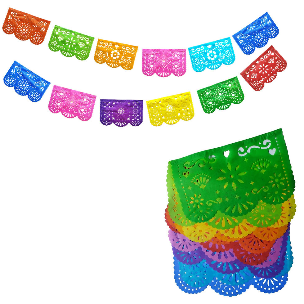 Banderín Mexicano Papel Floral 34x21 cm. 1 Tira 4 Mts.