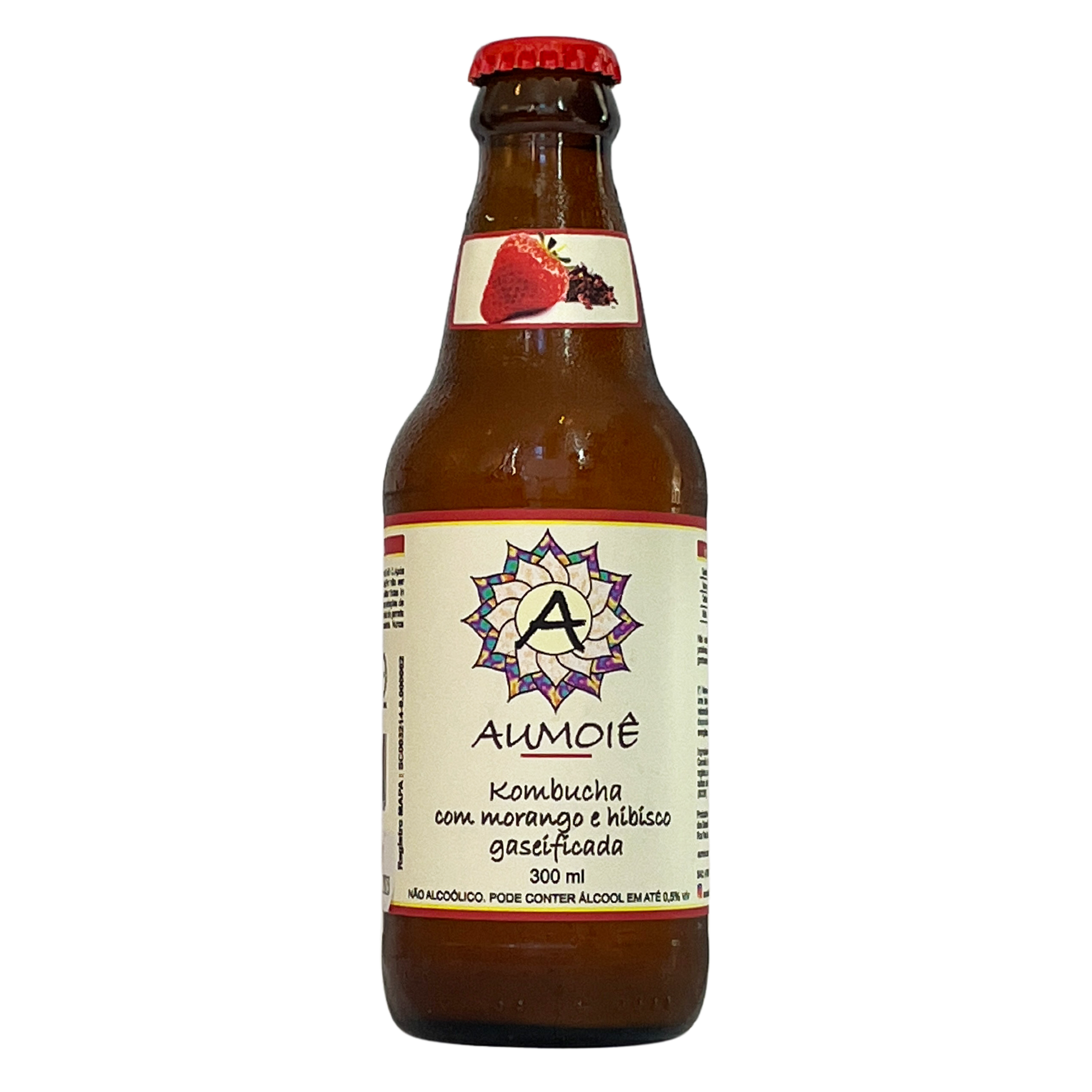 Kombucha com morango e hibisco gaseificada 300ml