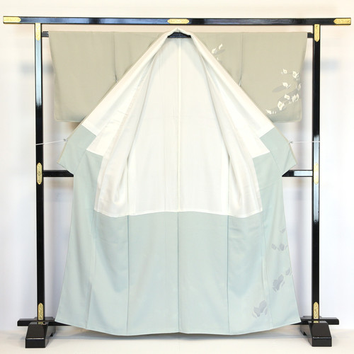 鎌倉友禅 訪問着 日本工芸会正会員 坂井教人作 白樺に水芭蕉 [仕付け糸