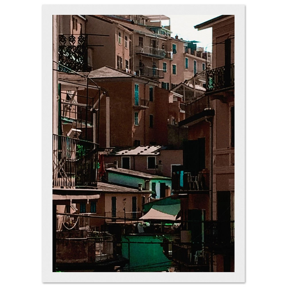 Cinque terre - Poster qualité musée en papier mat encadré en bois