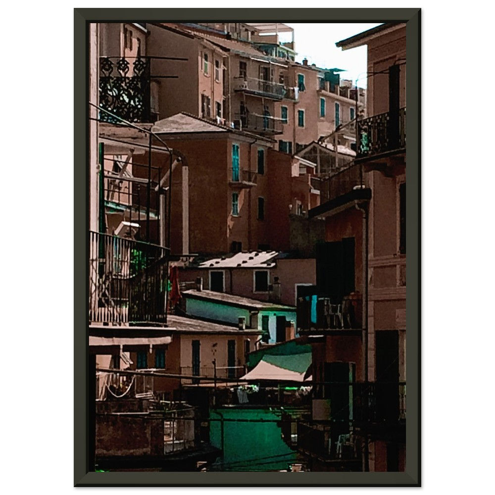 Cinque terre - Poster premium en papier mat encadré en métal