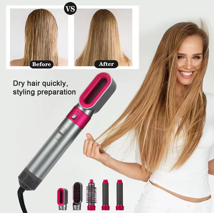 Thumbnail: 5 IN 1 Hair Dryer Brush Hot Comb Air Volumizer Curler Straightener Curg Style