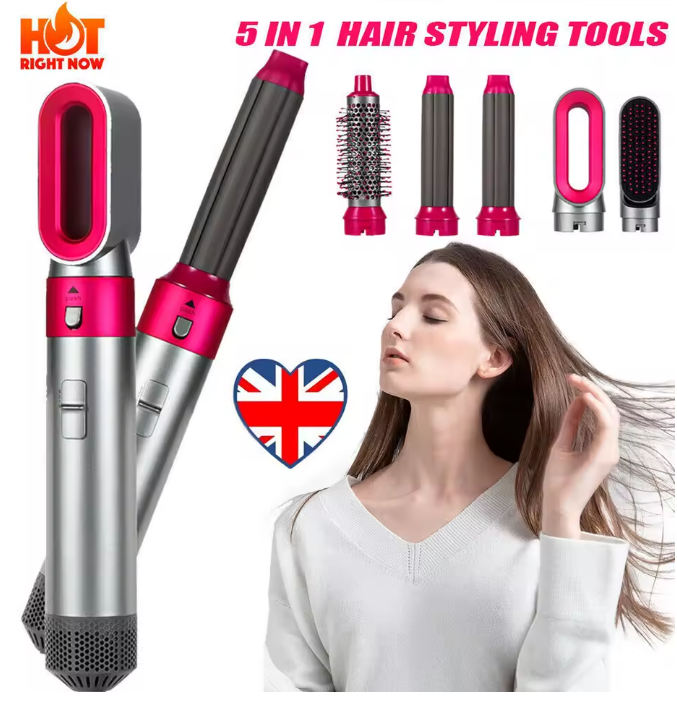 Thumbnail: 5 IN 1 Hair Dryer Brush Hot Comb Air Volumizer Curler Straightener Curg Style