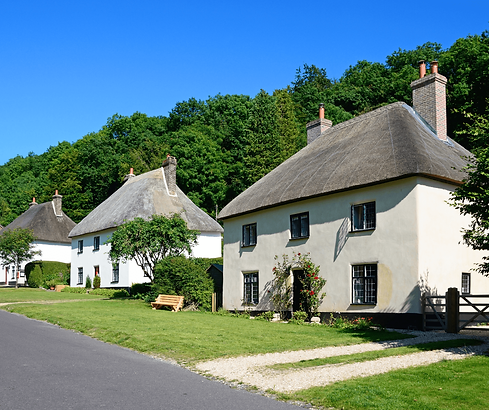 exterior lime render on thatched cottages milton abbas blandford forum dorset