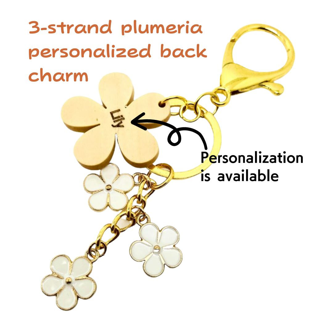 ３Plumeria Personalized Keychain (STK#A1)
