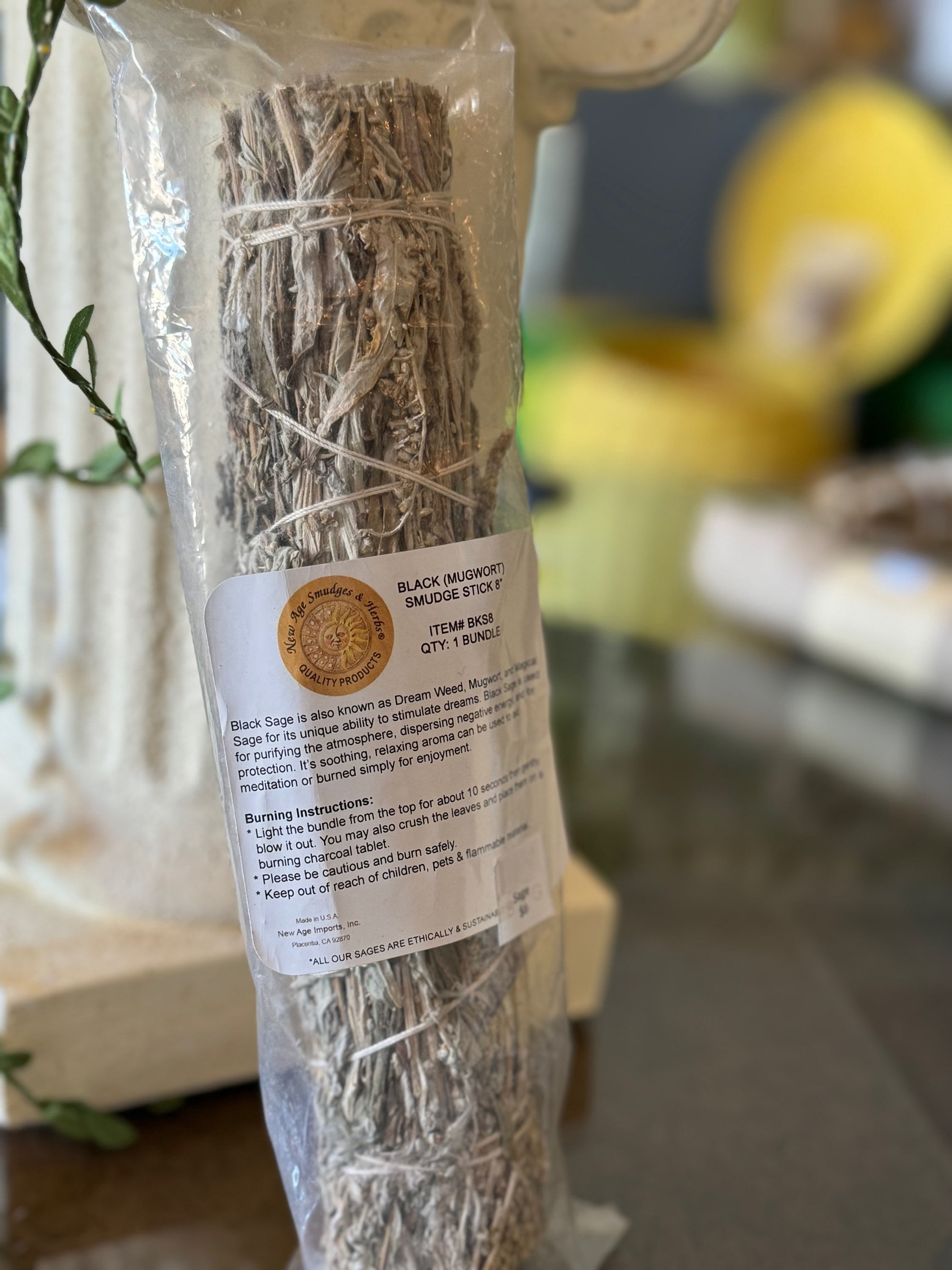 Black Sage Smudge Stick (Mugwort) 8"