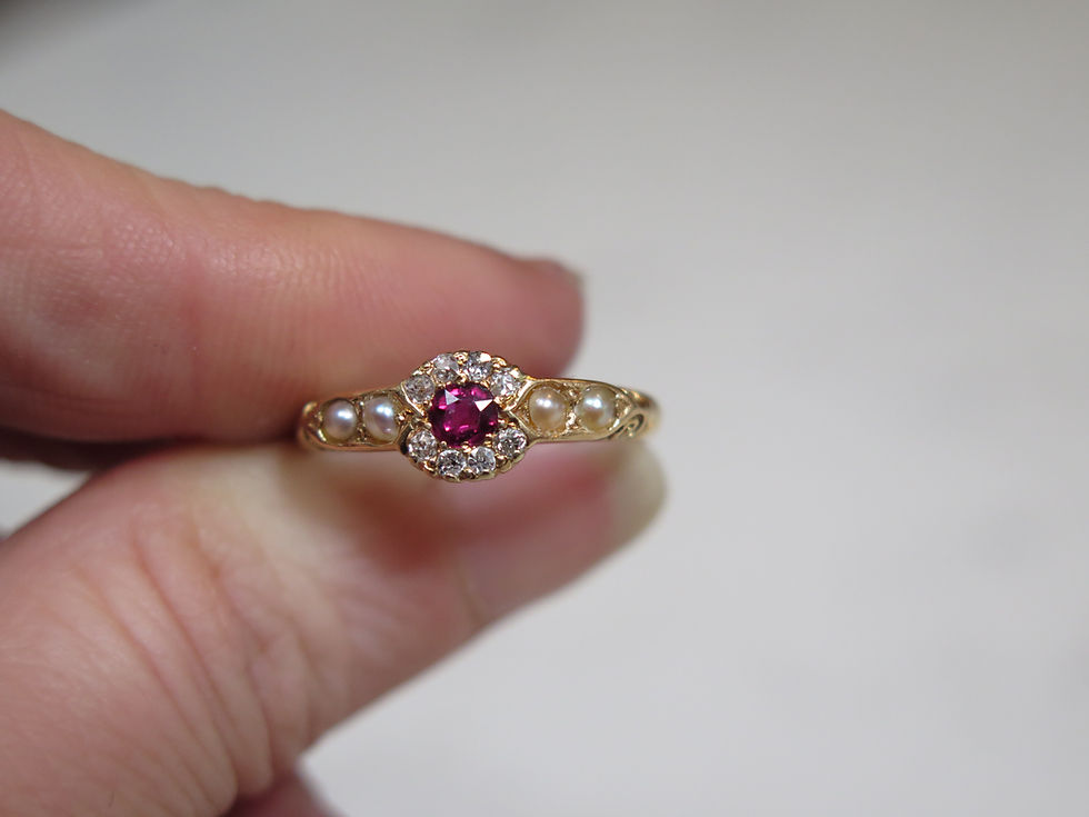 Thumbnail: Exquisite Edwardian Ruby Diamond & Pearl