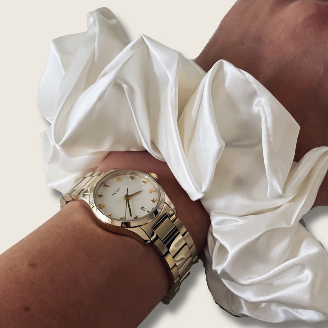 2 Large 100% Silk Hair Scrunchies