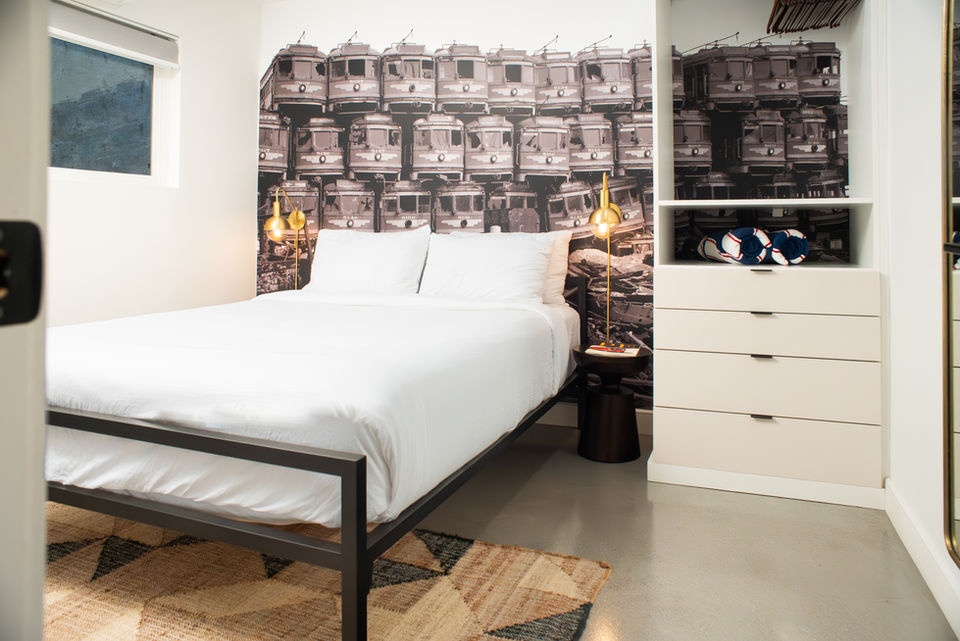 Interesting wallpaper in a bedroom