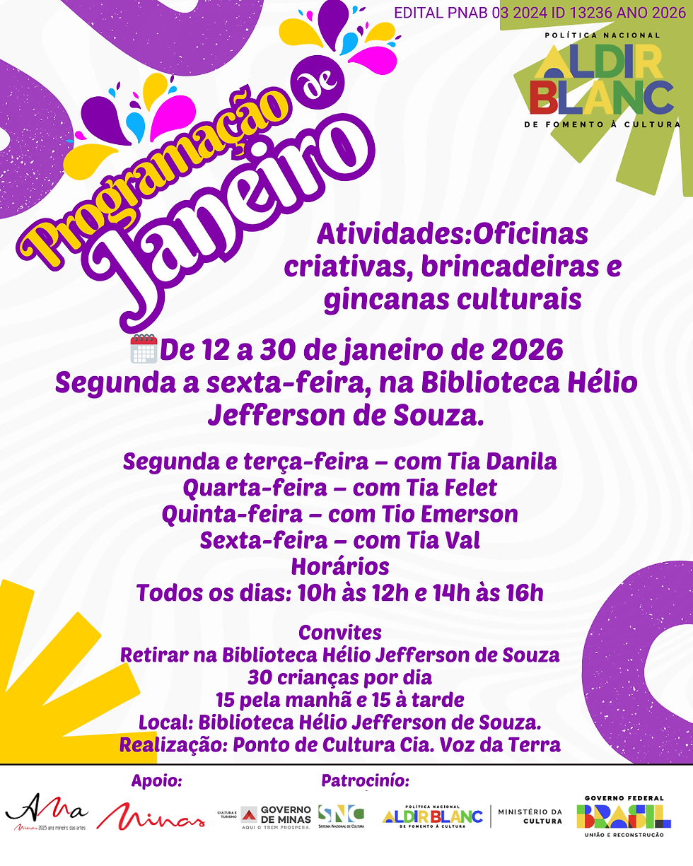 VEM AÍ! Um janeiro mágico e cheio de cultura para as crianças!