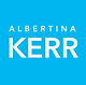 Logo with "Albertina Kerr" in white on a light blue background
