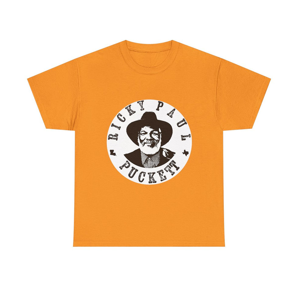Thumbnail: Orange T-shirt with Ricky Paul Puckett logo on the front for sale