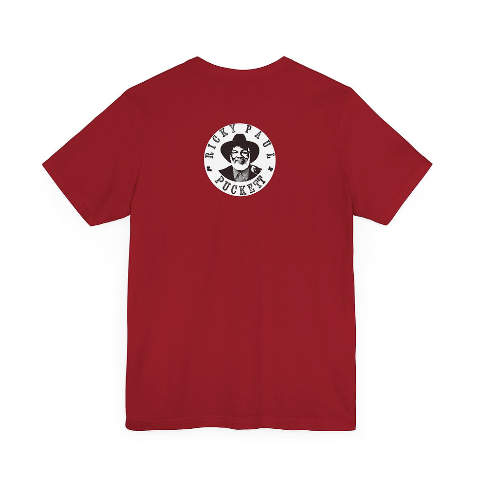 Thumbnail: Red T-shirt with a round logo, 