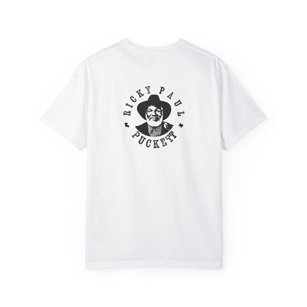 Thumbnail: White t-shirt with a graphic of a cowboy and the words "Ricky Park Pocket".