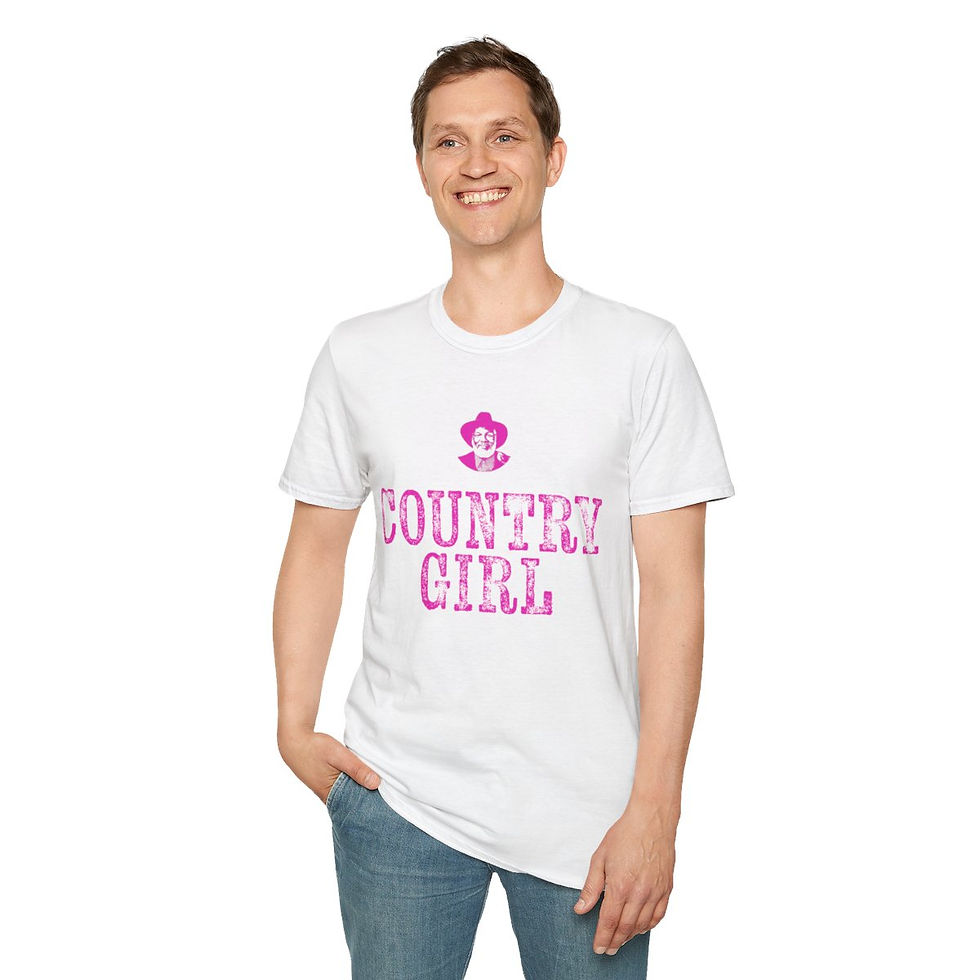 Thumbnail: Smiling man wears white shirt with pink flower and "COUNTRY GIRL" text.