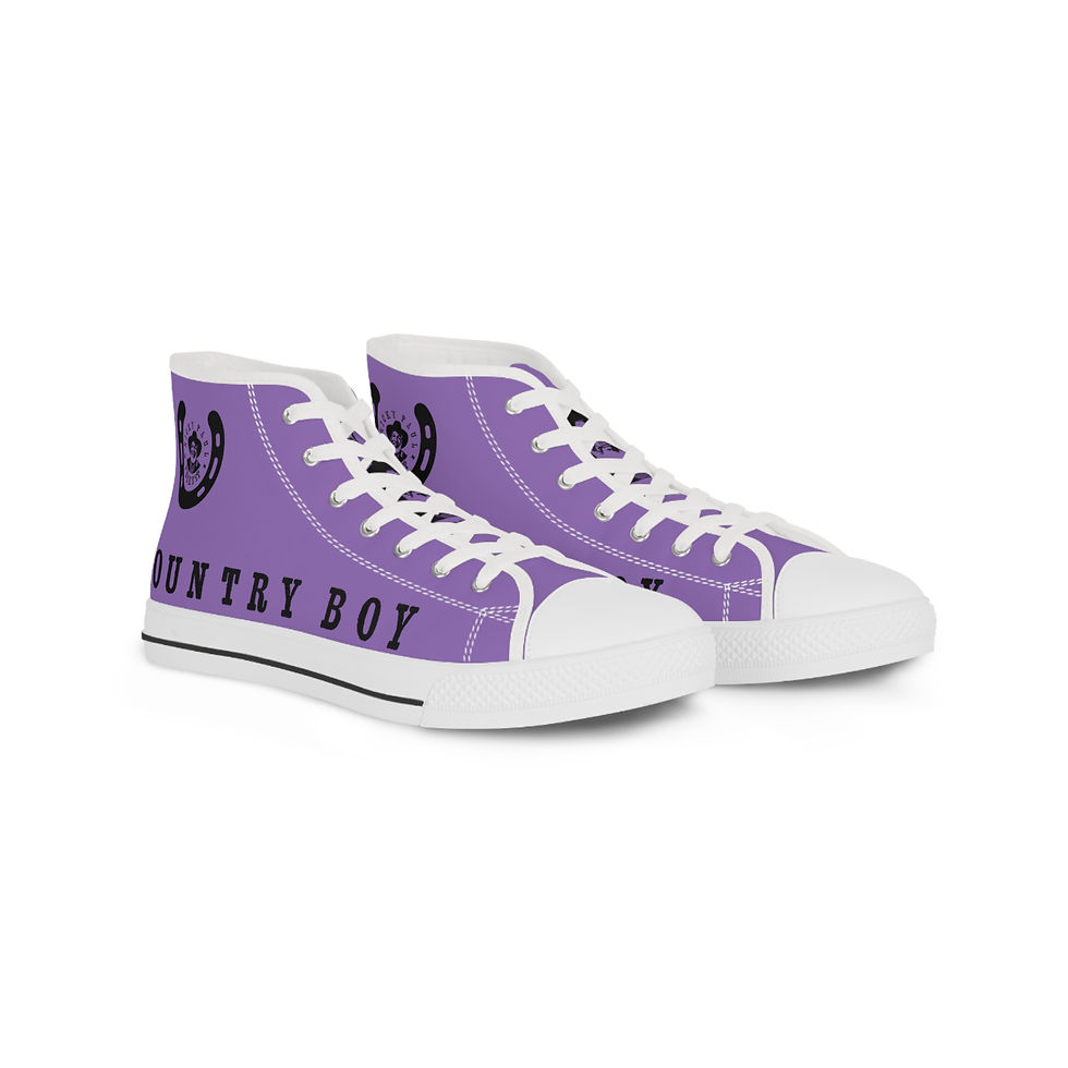 Thumbnail: Purple high-top sneakers with the text 