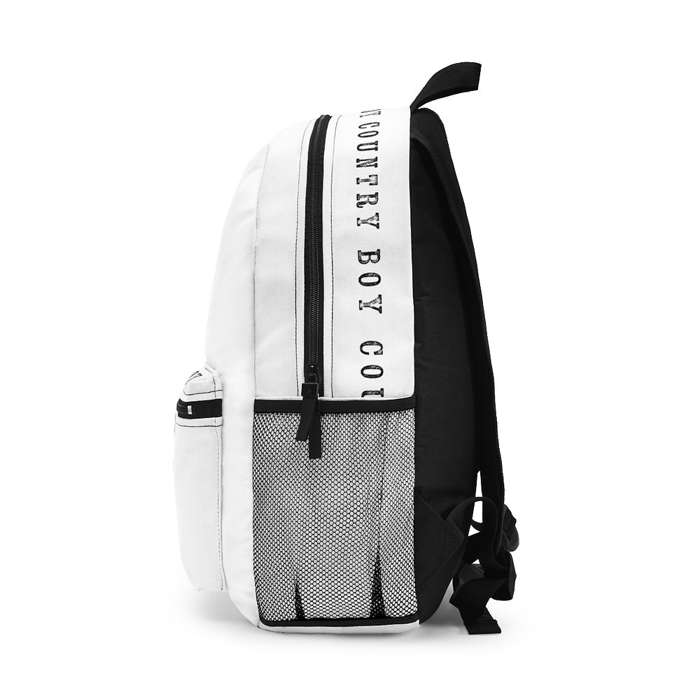 Thumbnail: White backpack with black details. Text visible: 