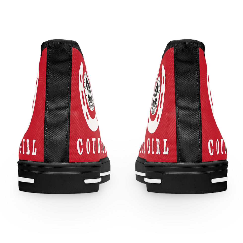 Thumbnail: Red and black high-top sneakers with the text COUNTRY GIRL on them.