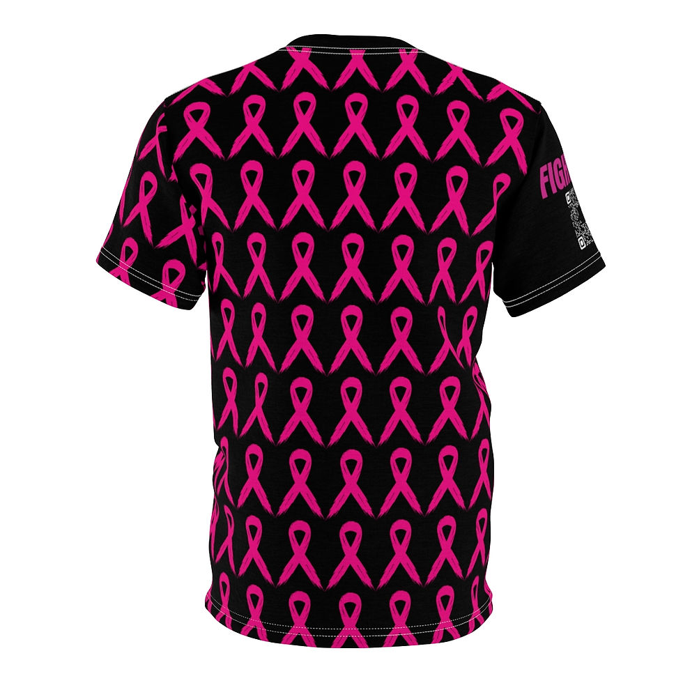 Thumbnail: Pink ribbon shirt on black background. Support breast cancer awareness.