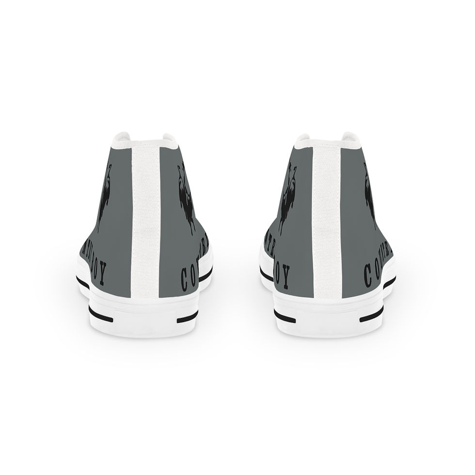 Thumbnail: Two pairs of Country Girl High Top Sneakers, gray with white stripes.