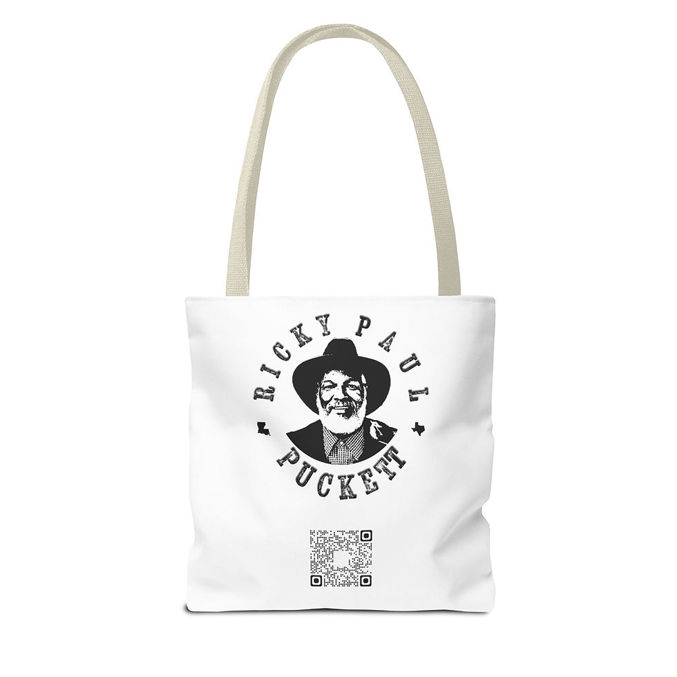 Thumbnail: White tote bag with Ricky Paul Pucket design. MY LIFE Tote Bag.