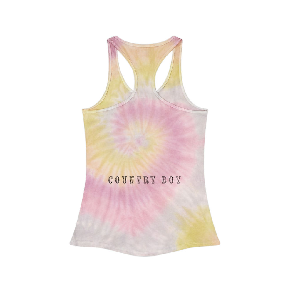 Thumbnail: Tie-dye tank top with the words "COUNTRY BOY" on it for sale.